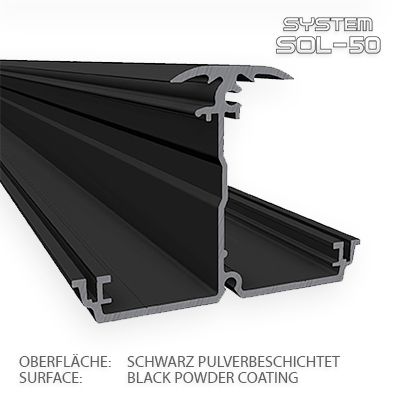 SOL-50 L-Horizontalprofil 2m schwarz Premium