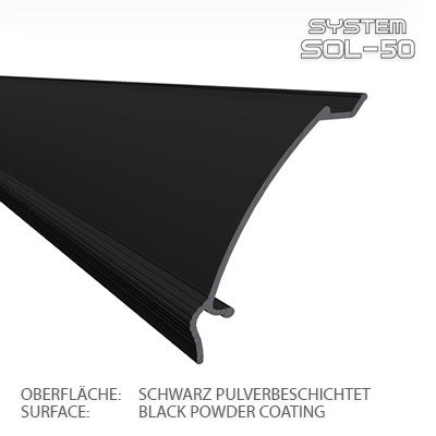 SOL-50 Abschlussblende 2m schwarz Premium VE 20 Stück