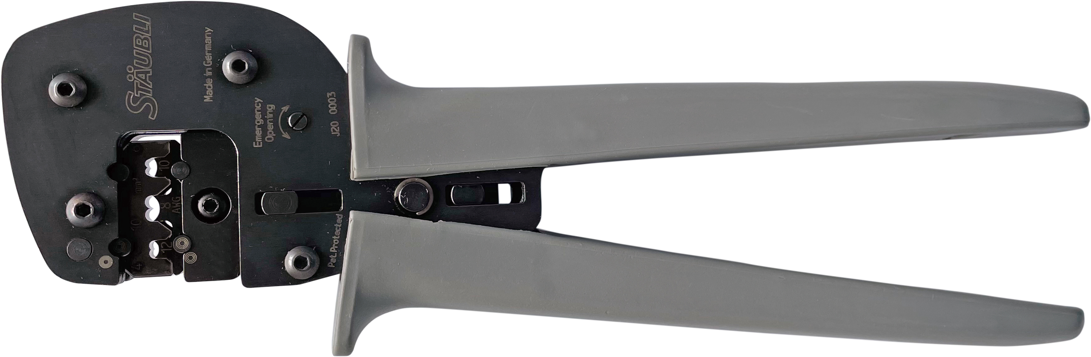 Stäubli Crimpzange inkl. Positionierer und Crimpmatrize